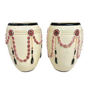 Pair of Antique 1920's Weller "Pearl" Art Vase Planter  7.25” Tall Beautiful